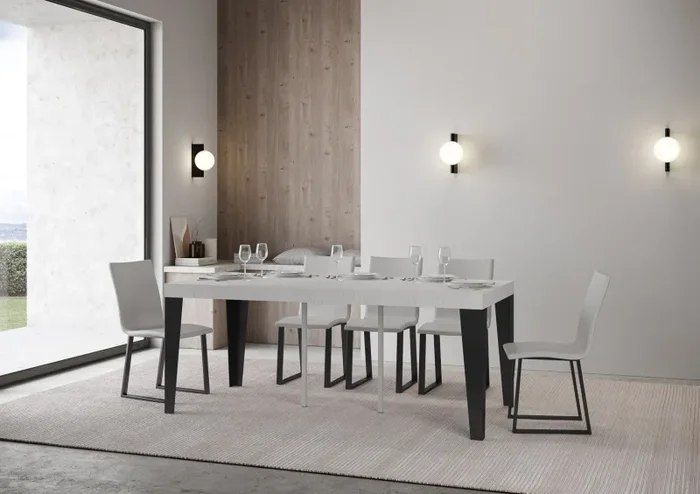 Consolle Allungabile 90-196x40x77 cm in Nobilitato Bianco - immagine 3