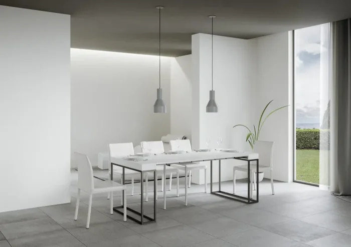 Consolle Allungabile 90-196x40x77 cm in Nobilitato Bianco Online ora - immagine 3