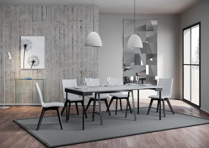 Consolle Allungabile 90-196x40x77 cm in Nobilitato Bianco - immagine 3