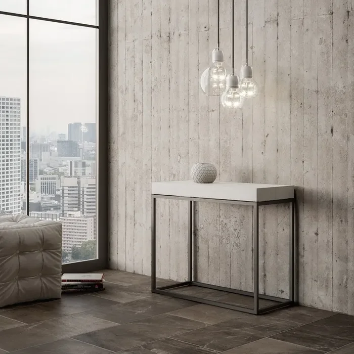 Consolle Allungabile 90-196x40x77 cm in Nobilitato Bianco Sconti - immagine 2