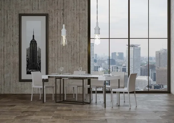 Consolle Allungabile 90-196x40x77 cm in Nobilitato Bianco Sconti - immagine 3