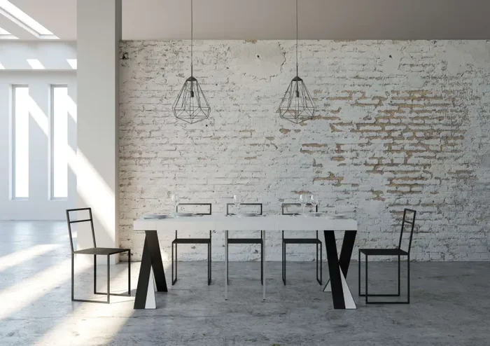 Consolle Allungabile 90-196x40x77 cm in Nobilitato Bianco - immagine 3