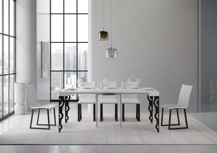 Consolle Allungabile 90-196x40x77 cm in Nobilitato Bianco - immagine 3