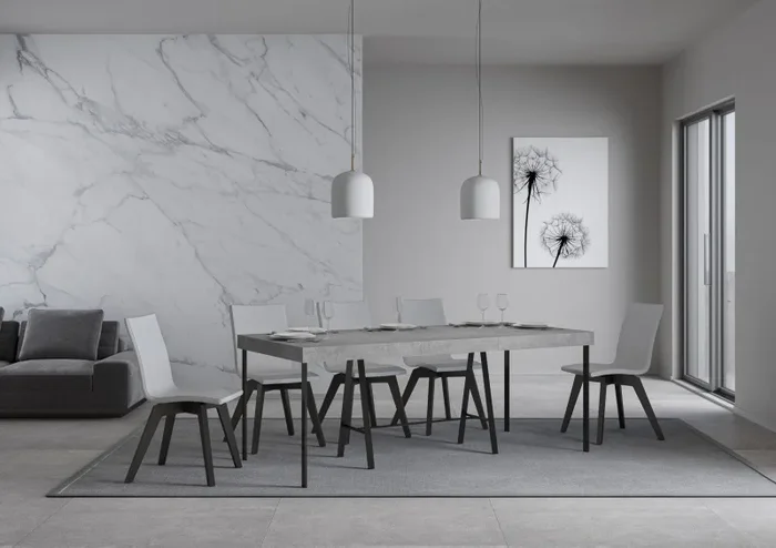 Consolle Allungabile 90-196x40x77 cm in Nobilitato Grigio - immagine 3