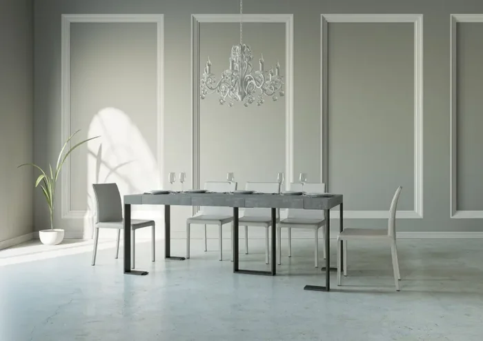 Consolle Allungabile 90-196x40x77 cm in Nobilitato Grigio - immagine 3