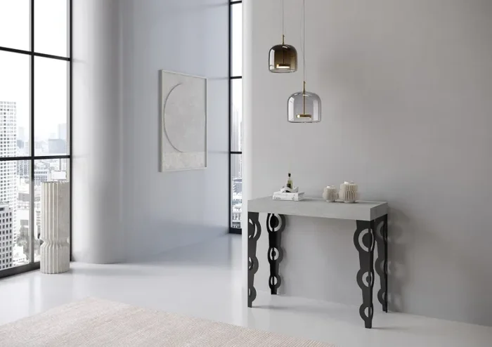 Consolle Allungabile 90-196x40x77 cm in Nobilitato Grigio - immagine 2