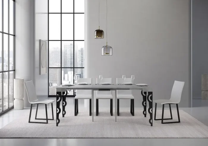 Consolle Allungabile 90-196x40x77 cm in Nobilitato Grigio - immagine 3