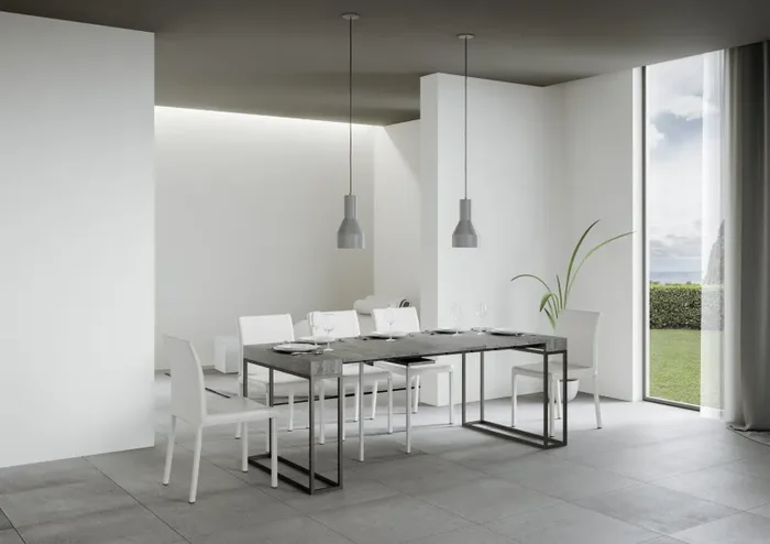 Consolle Allungabile 90-196x40x77 cm in Nobilitato Grigio - immagine 3