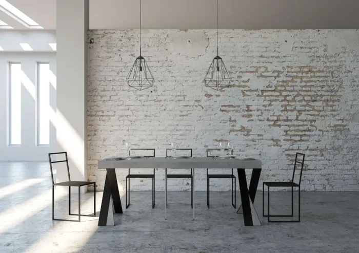 Consolle Allungabile 90-196x40x77 cm in Nobilitato Grigio Sconti - immagine 3