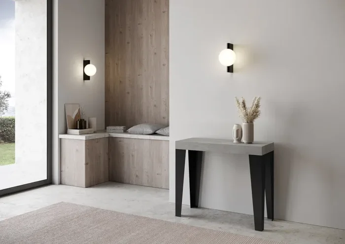 Consolle Allungabile 90-196x40x77 cm in Nobilitato Grigio - immagine 2