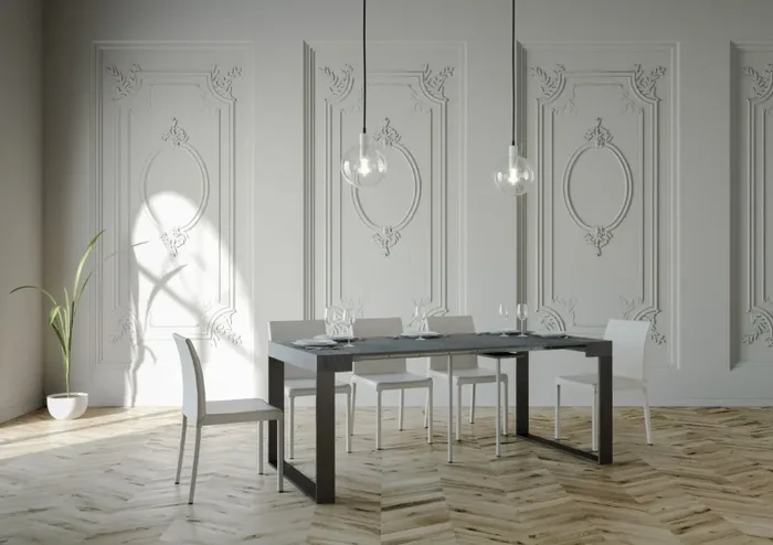 Consolle Allungabile 90-196x40x77 cm in Nobilitato Grigio - immagine 3