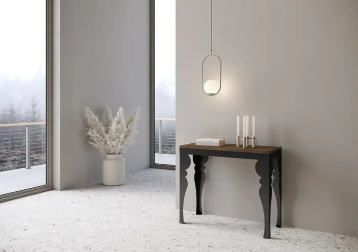 Consolle Allungabile 90-196x40x77 cm in Nobilitato Marrone - immagine 2