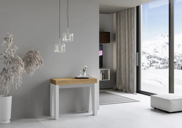 Consolle Allungabile 90-196x40x77 cm in Nobilitato Marrone e Bianco Vendita calda online - immagine 2