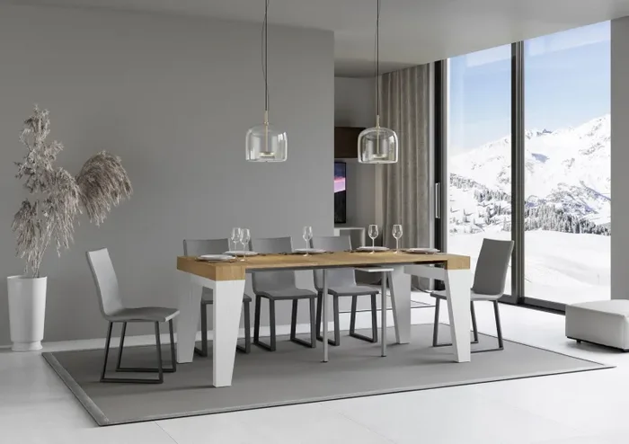 Consolle Allungabile 90-196x40x77 cm in Nobilitato Marrone e Bianco Vendita calda online - immagine 3