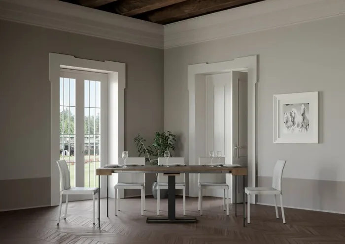 Consolle Allungabile 90-196x40x77 cm in Nobilitato Marrone - immagine 3