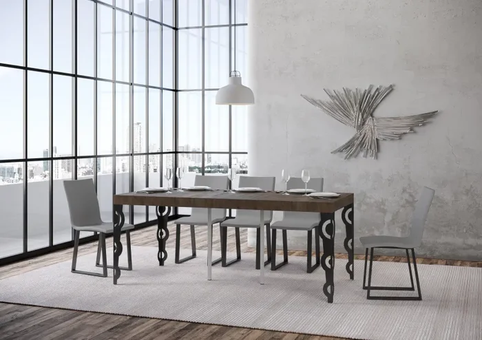 Consolle Allungabile 90-196x40x77 cm in Nobilitato Marrone Fornitura - immagine 3