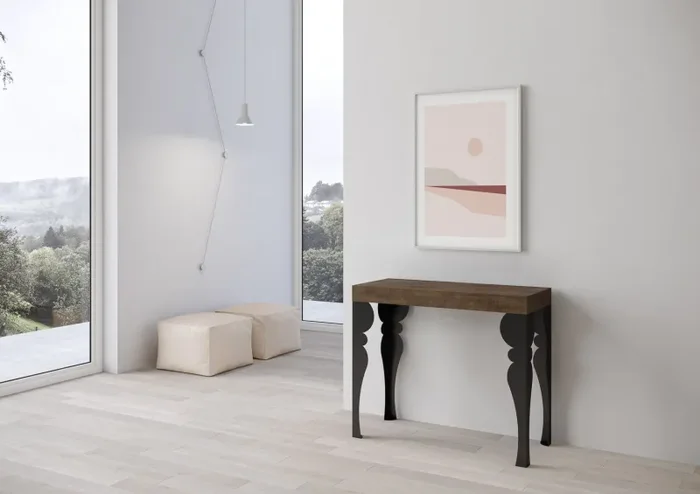 Consolle Allungabile 90-196x40x77 cm in Nobilitato Marrone - immagine 2