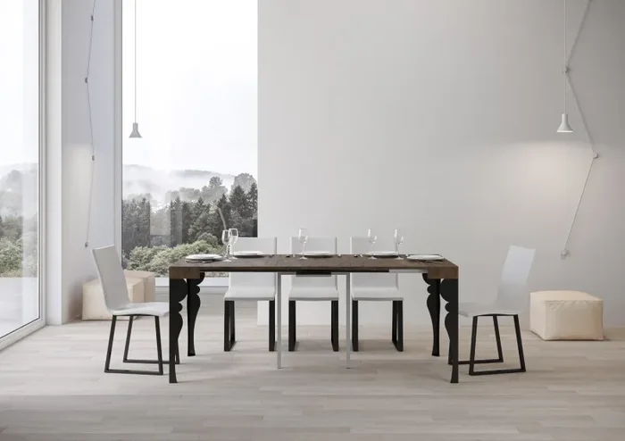 Consolle Allungabile 90-196x40x77 cm in Nobilitato Marrone - immagine 3