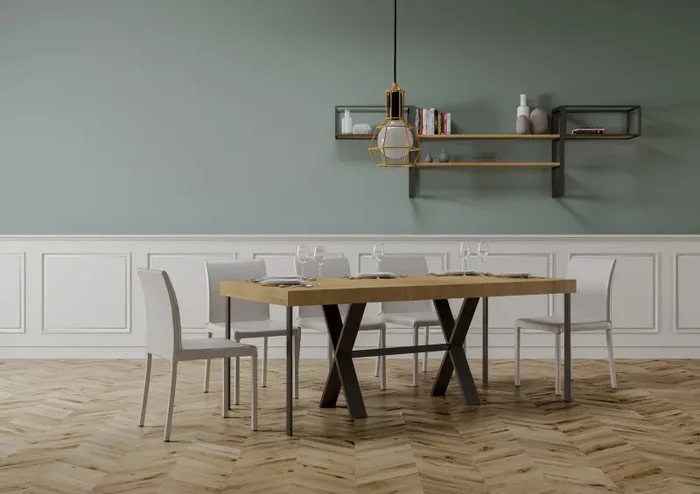 Consolle Allungabile 90-196x40x77 cm in Nobilitato Marrone - immagine 3