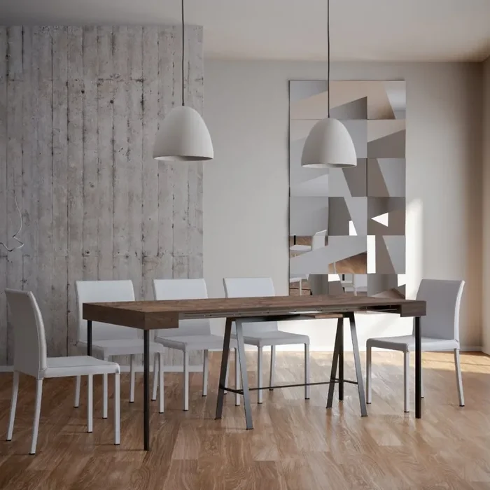 Consolle Allungabile 90-196x40x77 cm in Nobilitato Marrone - immagine 3