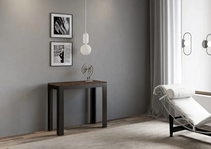 Consolle Allungabile 90-196x40x77 cm in Nobilitato Marrone - immagine 2