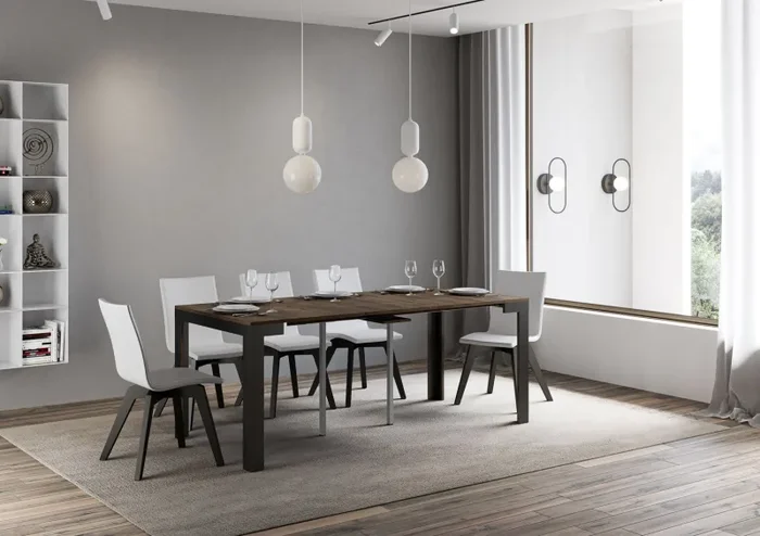 Consolle Allungabile 90-196x40x77 cm in Nobilitato Marrone - immagine 3