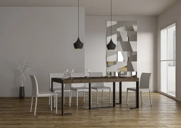 Consolle Allungabile 90-196x40x77 cm in Nobilitato Marrone Moda - immagine 3