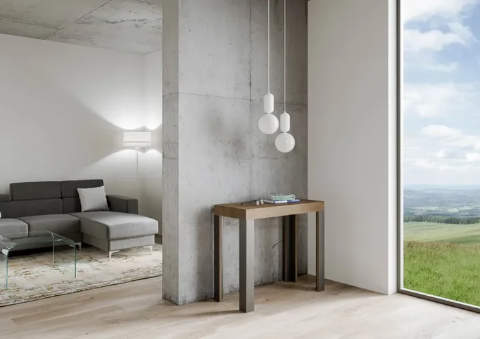 Consolle Allungabile 90-196x40x77 cm in Nobilitato Marrone - immagine 2