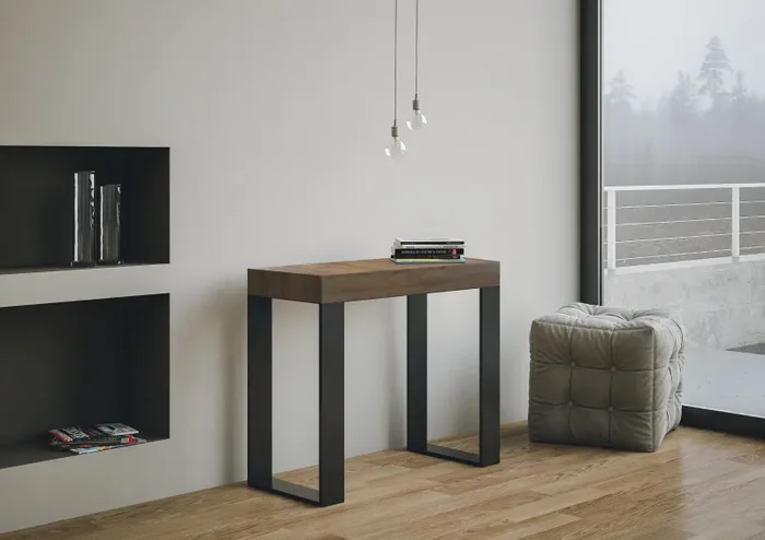 Consolle Allungabile 90-196x40x77 cm in Nobilitato Marrone Online ora - immagine 2