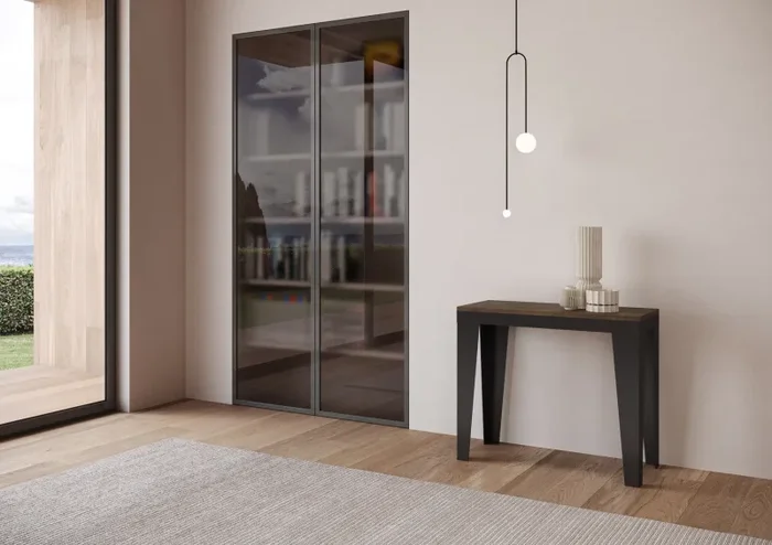 Consolle Allungabile 90-196x40x77 cm in Nobilitato Marrone - immagine 2