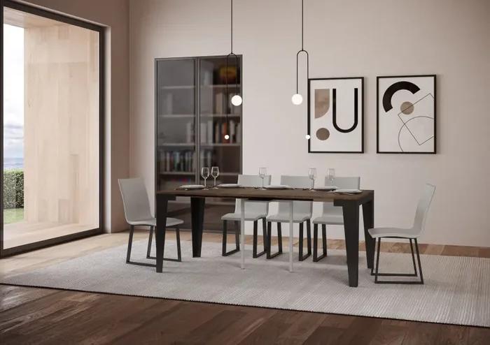 Consolle Allungabile 90-196x40x77 cm in Nobilitato Marrone - immagine 3