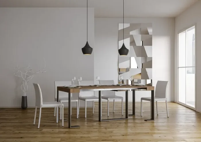 Consolle Allungabile 90-196x40x77 cm in Nobilitato Marrone - immagine 3