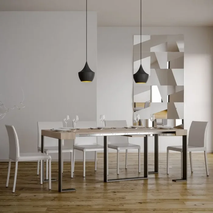 Consolle Allungabile 90-196x40x77 cm in Nobilitato Marrone - immagine 3