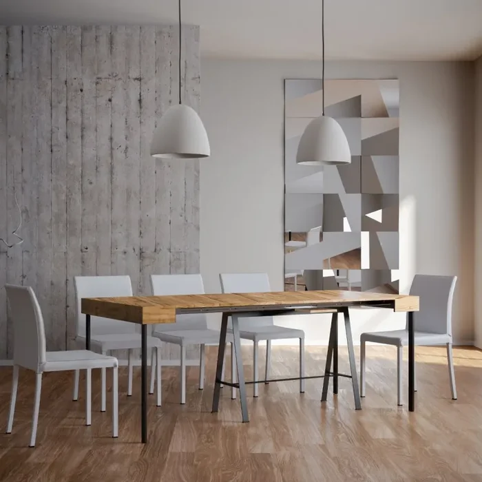 Consolle Allungabile 90-196x40x77 cm in Nobilitato Marrone - immagine 3