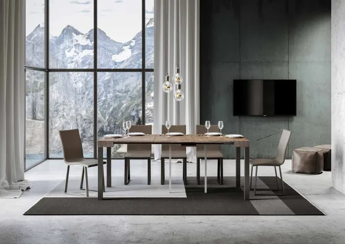 Consolle Allungabile 90-196x40x77 cm in Nobilitato Noce - immagine 3