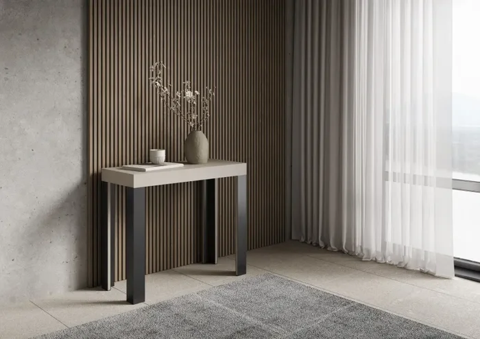 Consolle Allungabile 90-196x40x77 cm Linea Small Cashmere Telaio Antracite - immagine 2