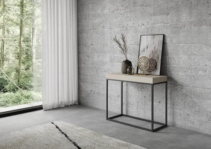 Consolle Allungabile 90-196x40x77 cm Nordica Small Cashmere Telaio Antracite Vendita calda - immagine 2