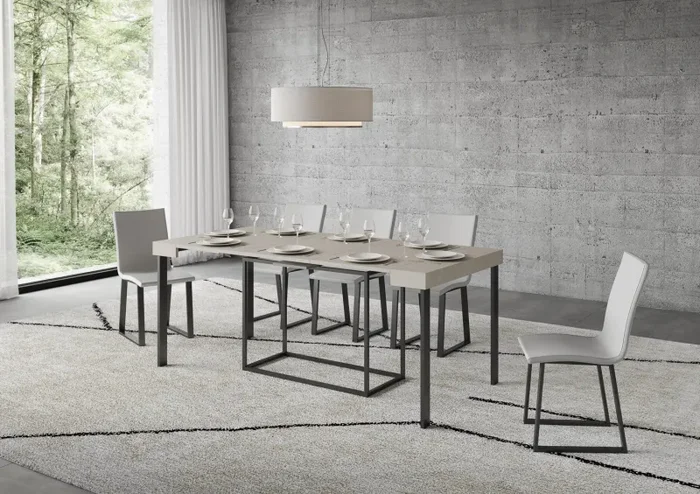 Consolle Allungabile 90-196x40x77 cm Nordica Small Cashmere Telaio Antracite Vendita calda - immagine 3