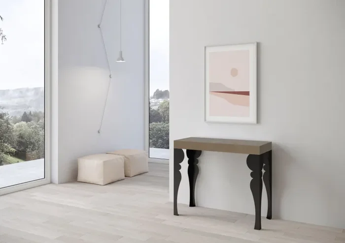 Consolle Allungabile 90-196x40x77 cm Paxon Small Tortora Telaio Antracite - immagine 3