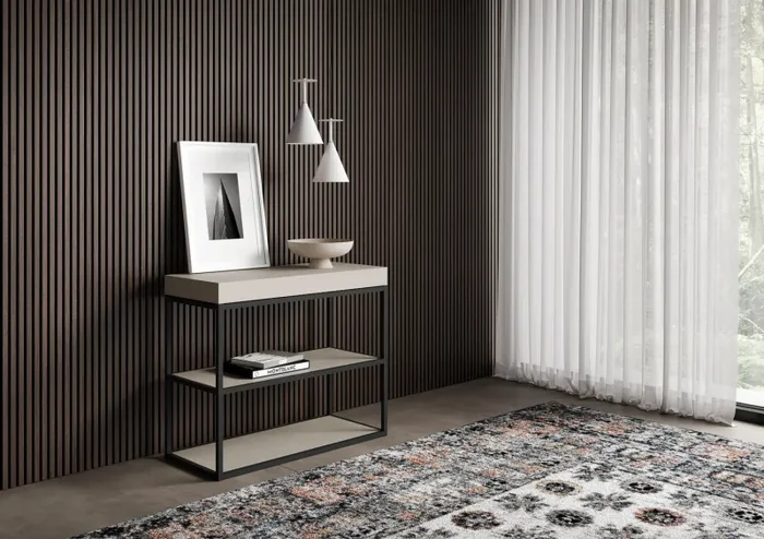 Consolle Allungabile 90-196x40x77 cm Plano Small Cashmere Telaio Antracite - immagine 2