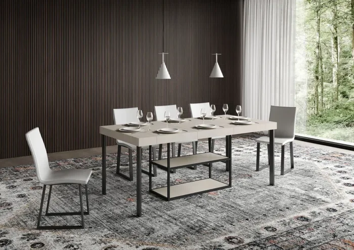 Consolle Allungabile 90-196x40x77 cm Plano Small Cashmere Telaio Antracite - immagine 3