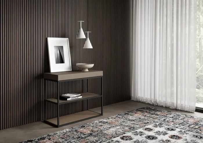 Consolle Allungabile 90-196x40x77 cm Plano Small Tortora Telaio Antracite - immagine 2