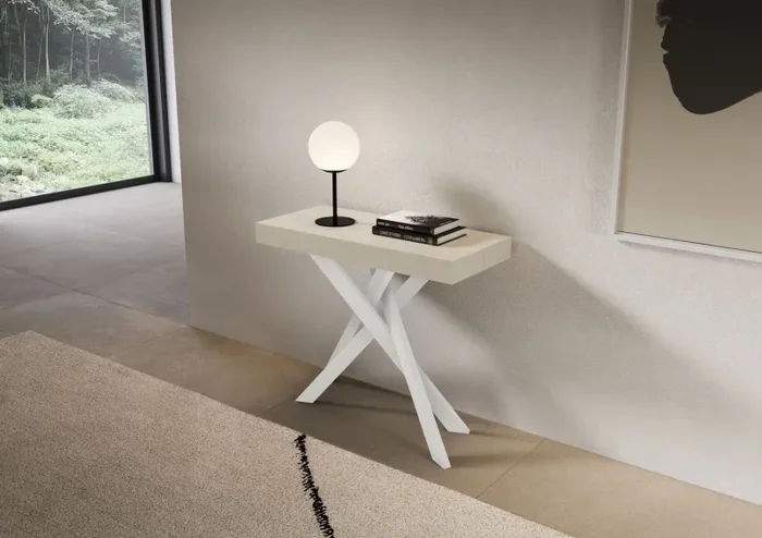 Consolle Allungabile 90-196x40x77 cm Saki Small Cashmere Gambe Bianche - immagine 2