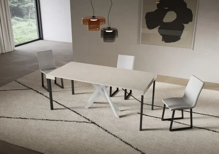 Consolle Allungabile 90-196x40x77 cm Saki Small Cashmere Gambe Bianche - immagine 3