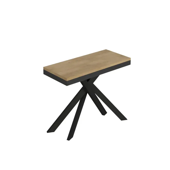 Consolle Allungabile 90-196x40x77 cm Saki Small Evolution Quercia Natura Gambe Antracite Vendita online