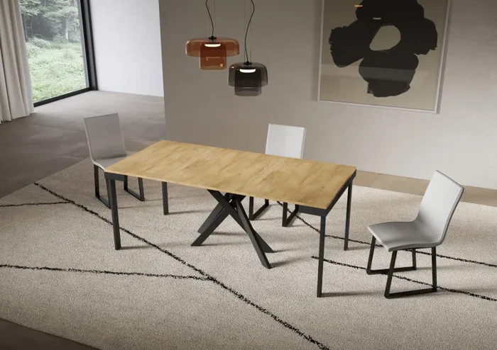 Consolle Allungabile 90-196x40x77 cm Saki Small Evolution Quercia Natura Gambe Antracite Vendita online - immagine 3