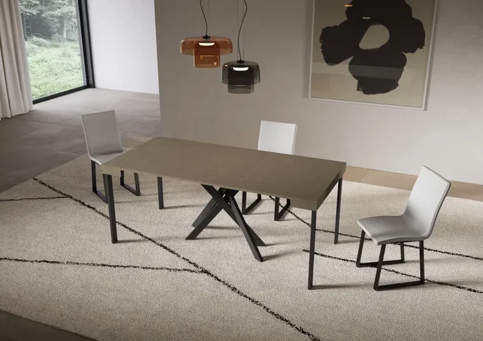 Consolle Allungabile 90-196x40x77 cm Saki Small Tortora Gambe Antracite - immagine 3