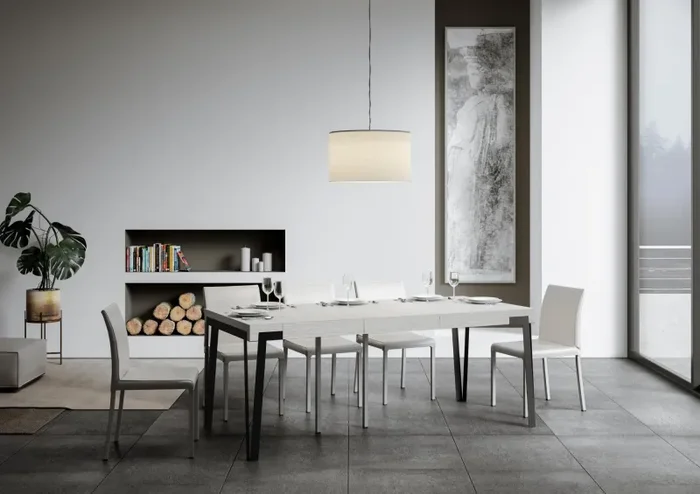 Consolle Allungabile 90-196x40x78 cm in Nobilitato Bianco Sconti - immagine 3