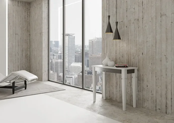 Consolle Allungabile 90-196x40x78 cm in Nobilitato Bianco Vendita calda