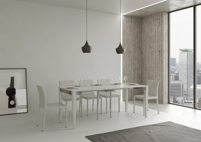 Consolle Allungabile 90-196x40x78 cm in Nobilitato Bianco Vendita calda - immagine 2